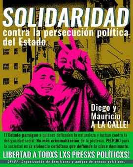 Solidaridad contra la persecución política del estado Diego y Mauricio a la calle
