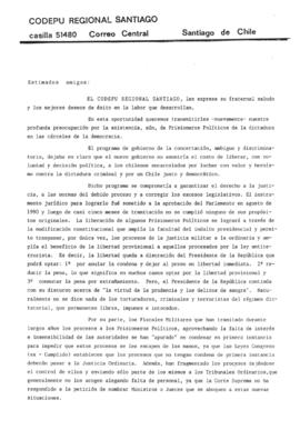 Carta informando el inicio de una huelga de hambre de la Coordinadora Nacional de Presos Políticos