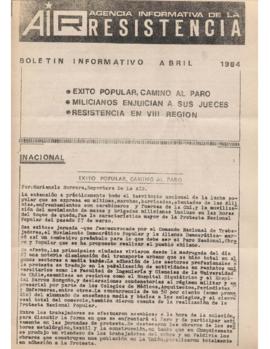 Boletín Informativo Abril. Agencia Informativa de la Resistencia