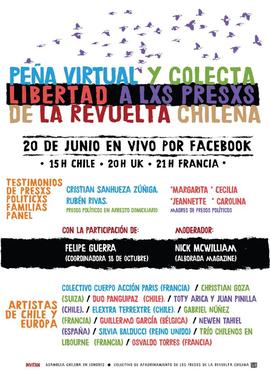 Peña virtual y colecta libertad a los presos de la Revuelta chilena