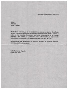 Carta a Ministro Jorge Zepeda