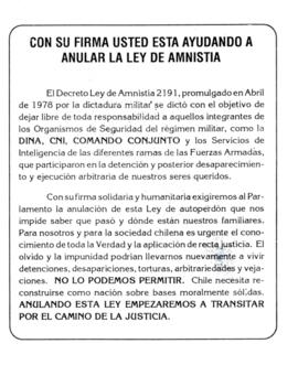 Con su firma usted está ayudando a anular la Ley de Amnistía