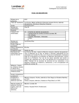 Ficha de descripción del testimonio de Luz Encina