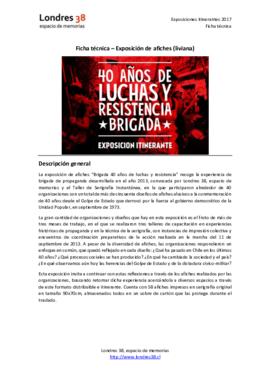 Ficha técnica de exposición itinerante: Brigada 40 años de luchas y resistencia
